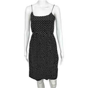 J. Crew Black White Polka Dot Silk Spaghetti Strap Mini Dress Size 4